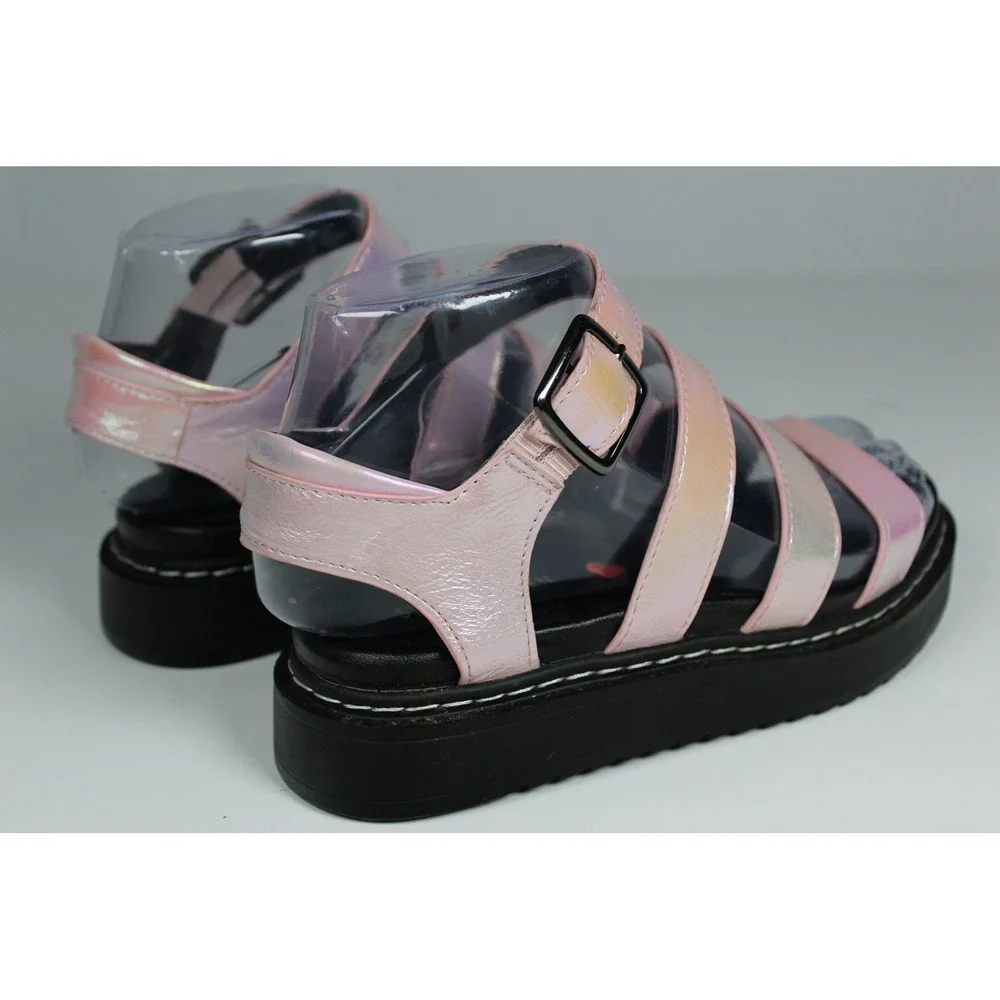 Steve Madden Kids Pink Iridescent Strappy Platform Sandals Size 2